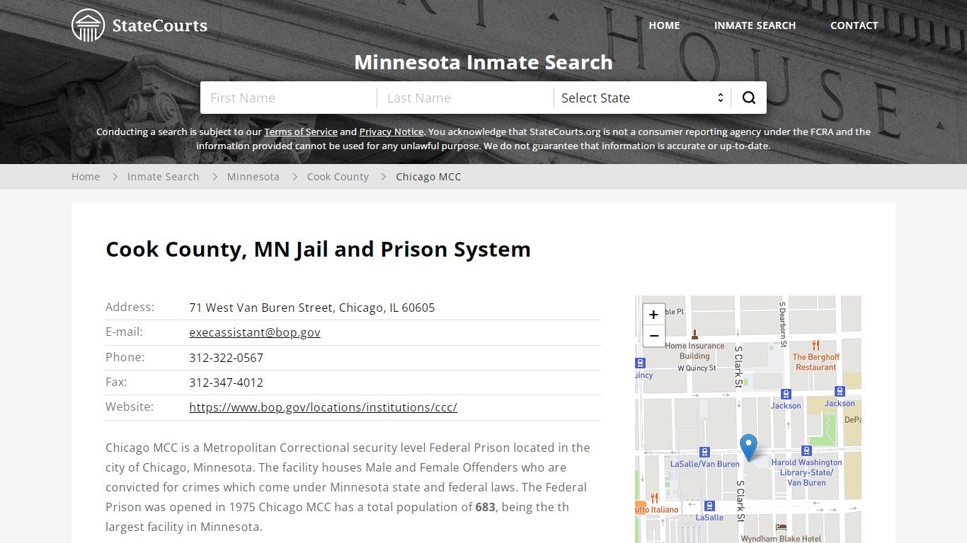 Chicago MCC Inmate Records Search, Minnesota - StateCourts