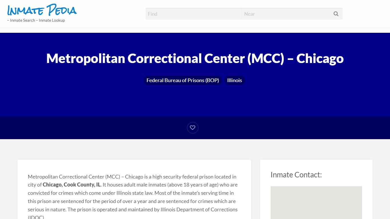 Metropolitan Correctional Center (MCC) - Chicago – Inmate ...